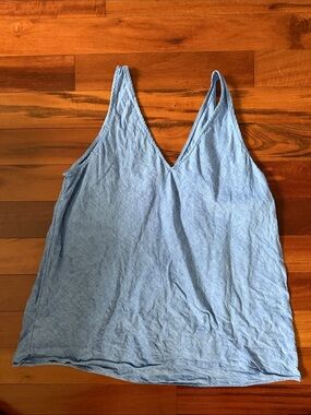 Linen Light Blue V-Neck Women's Tank Top
